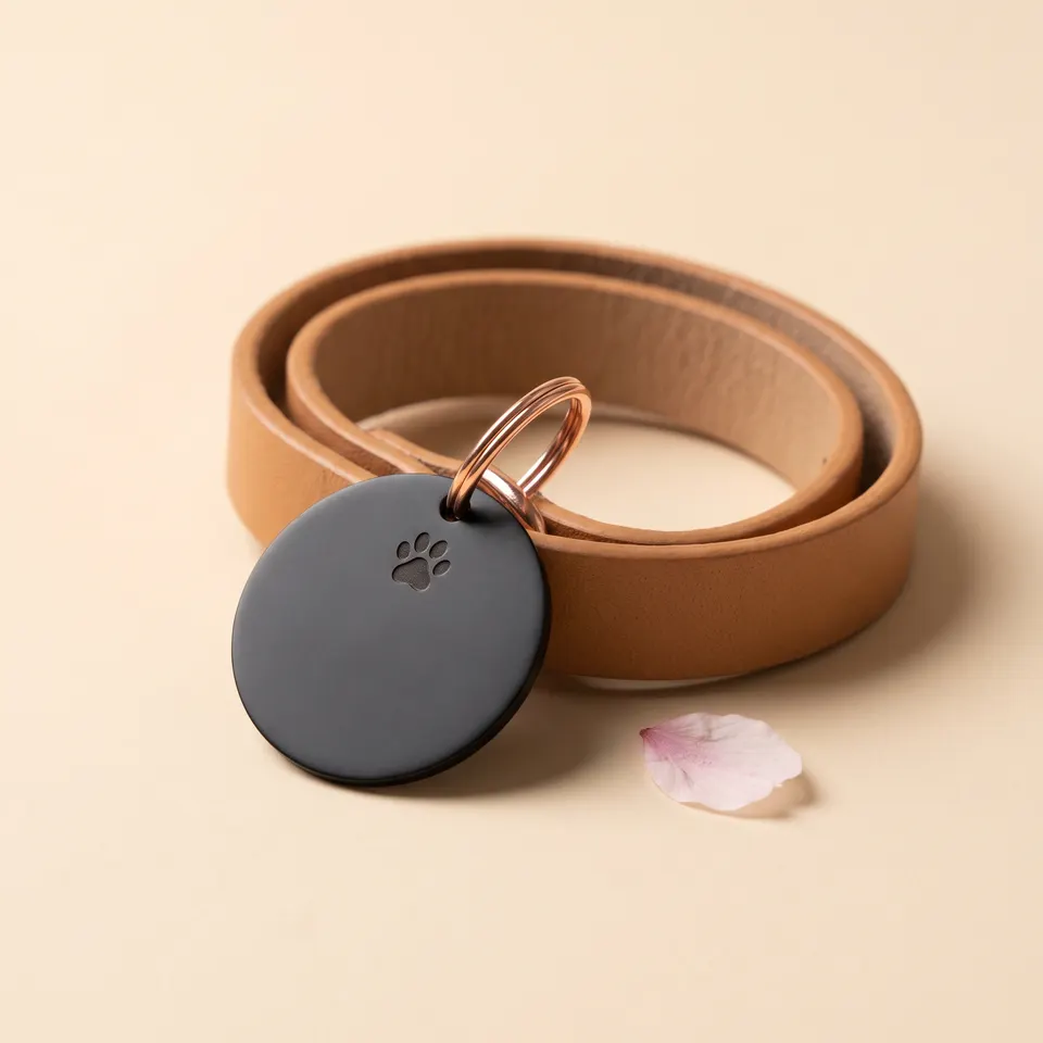 La Médaille Retour : une médaille de collier gravée au prénom, avec une puce NFC.